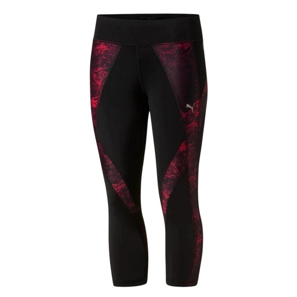 Puma Womens Athletic Leggings M Black Pink Sporty Casual Gym Workout Pants